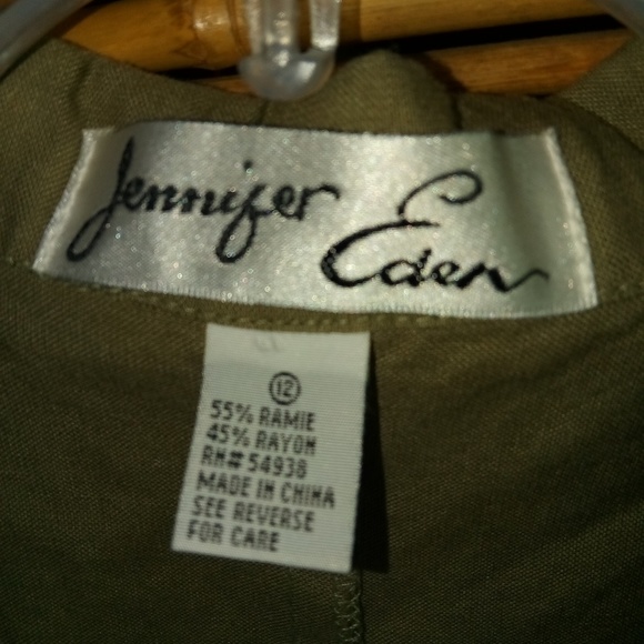 Jennifer Eden Olive Green Safari Suit Sz 12 - Picture 2 of 2